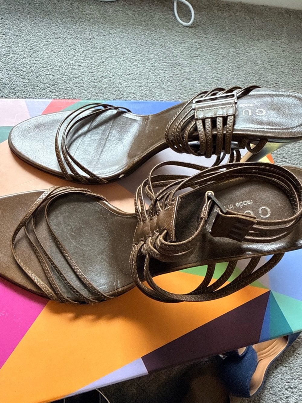 Gucci Brown Strappy Leather Sandals